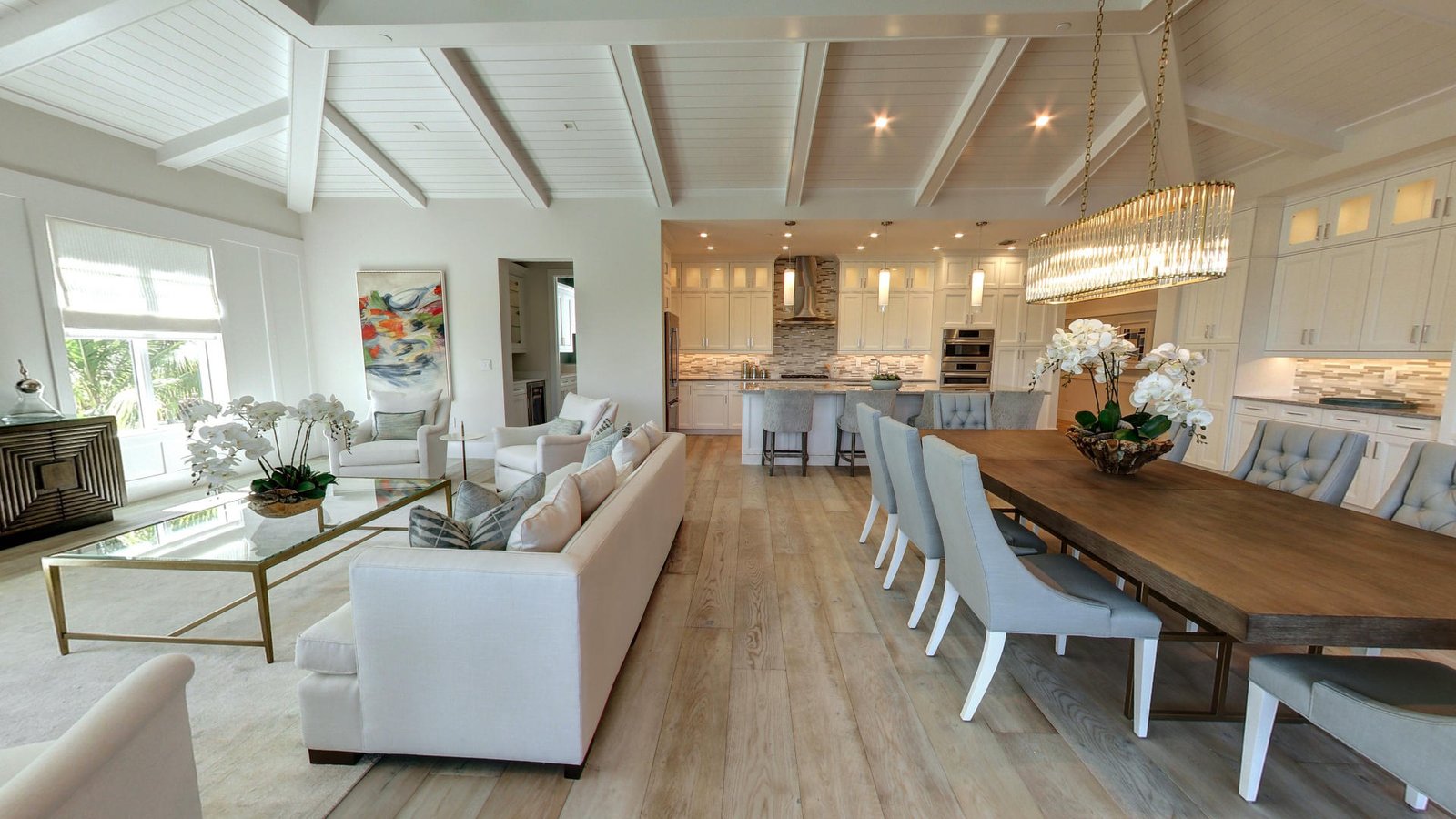 Wide panoramic interior prepared for 360 stitching and leveling